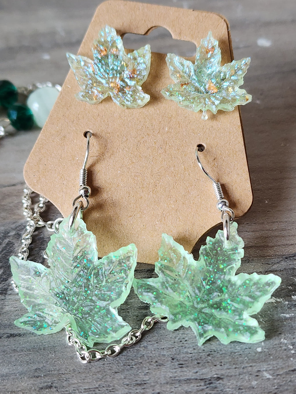 Leaf Necklace and Earrings Set