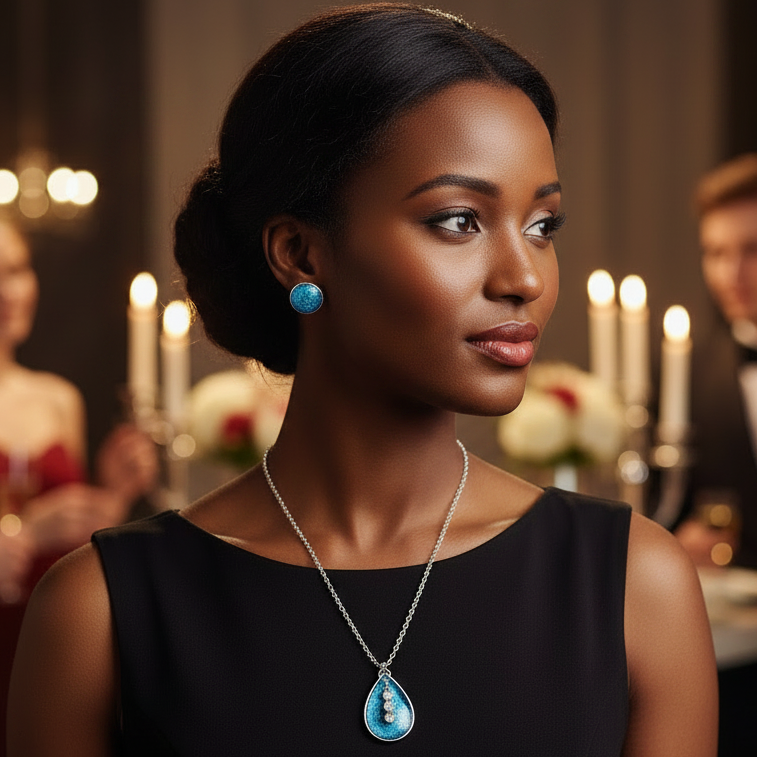 Elegant Blue Necklace and Earring Set