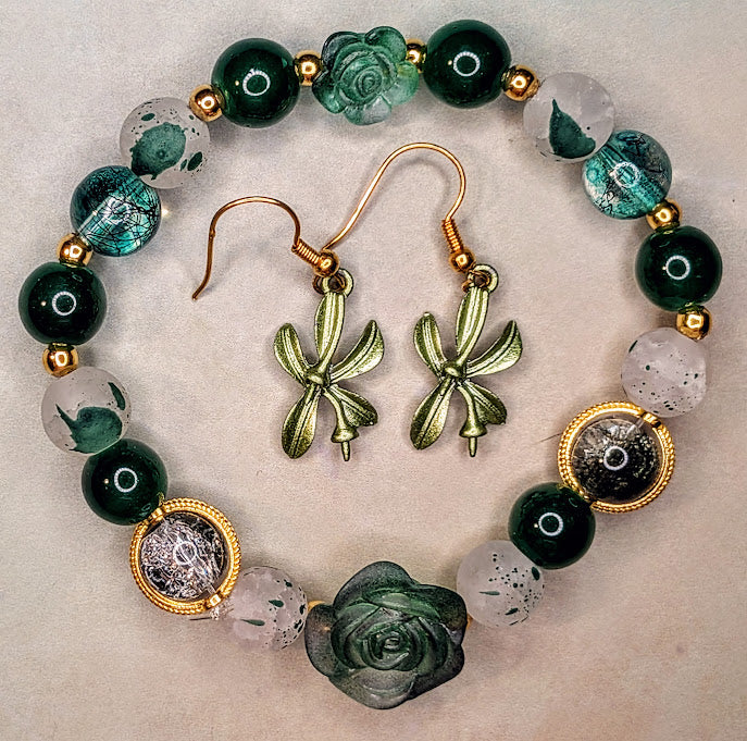 Bamboo bracelet and earring set
