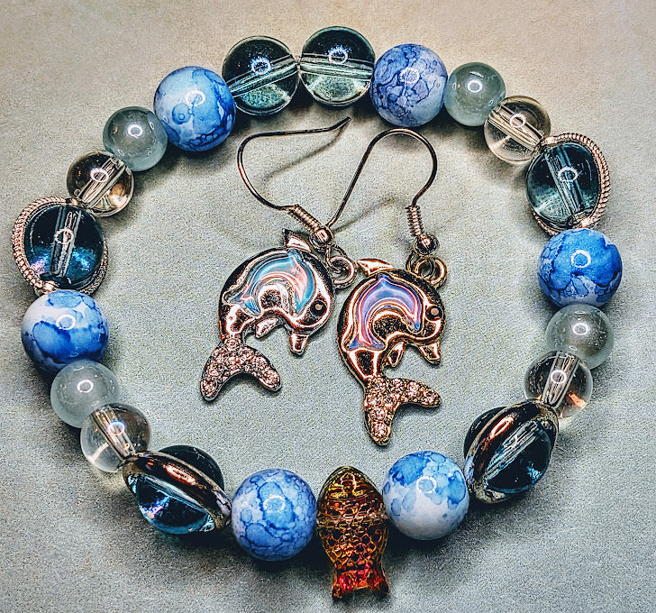 Dolphin Earrings and Bracelet set