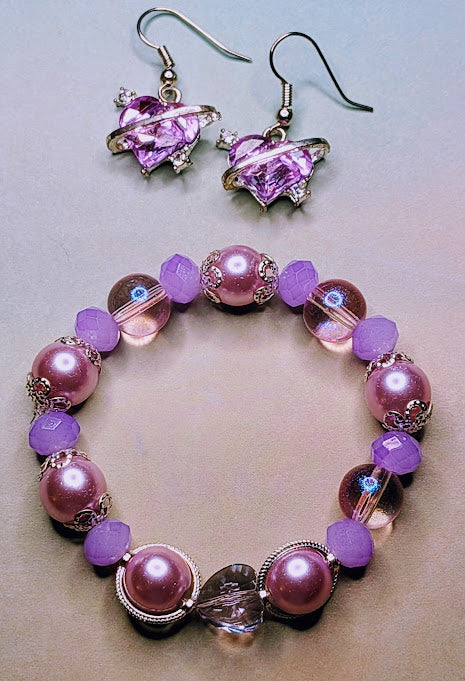 Lavender Bracelet and Earring set