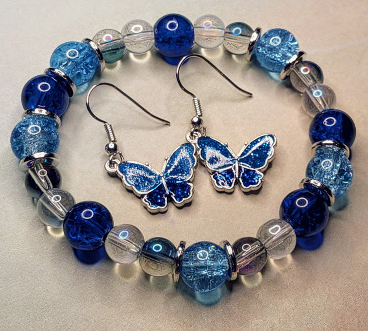 Sky Butterfly Bracelet and Earring set