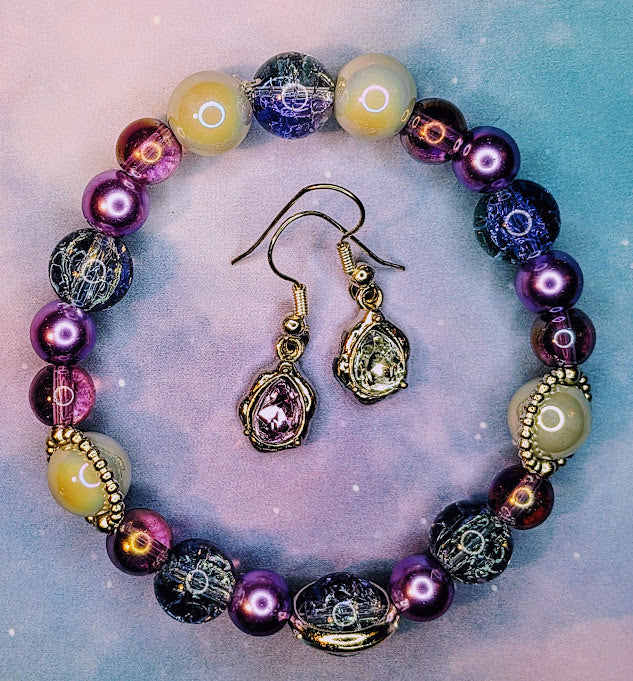 Violet and Sparkle bracelet and earring set