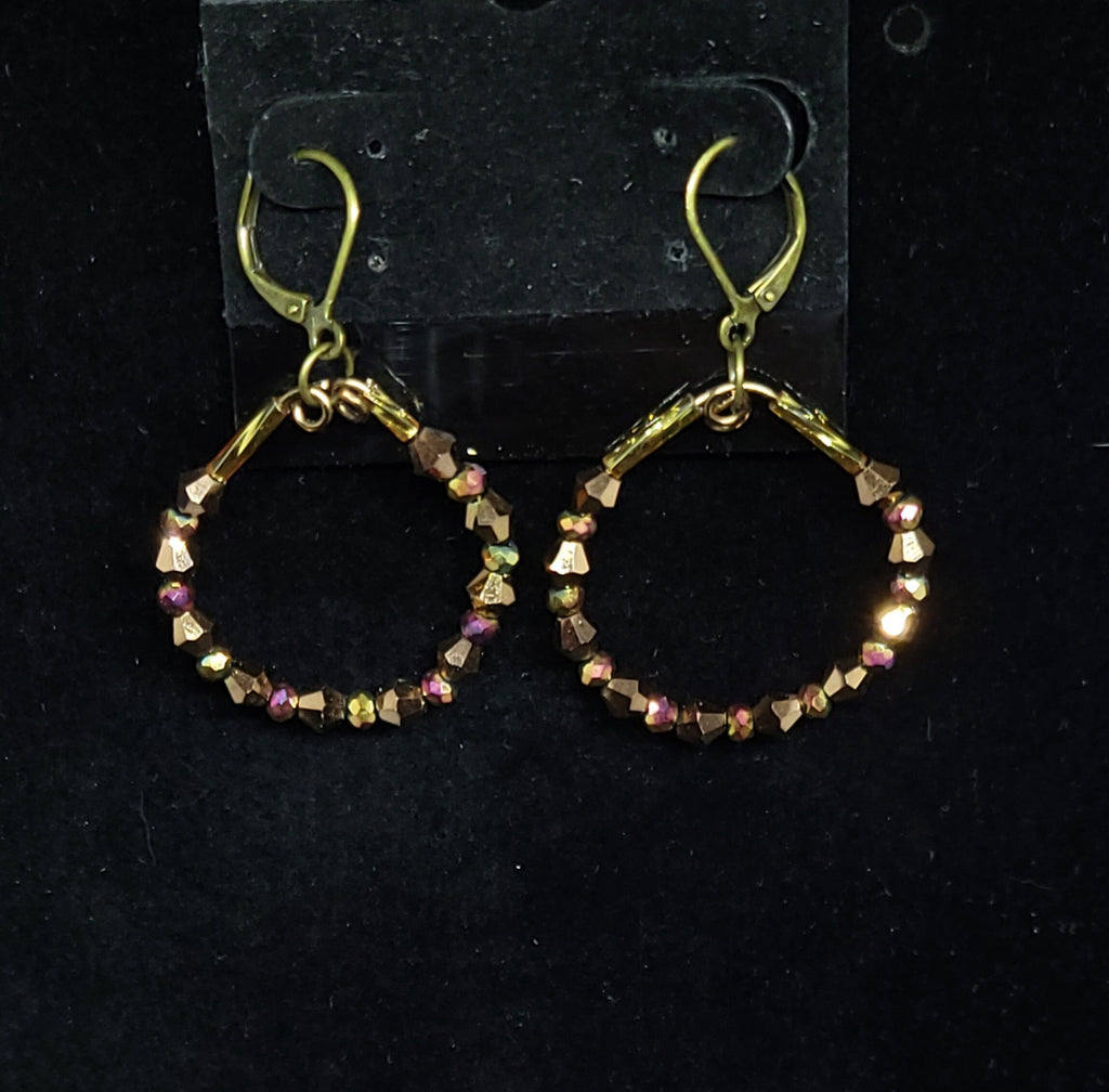 Bronze Color Beaded Hoops