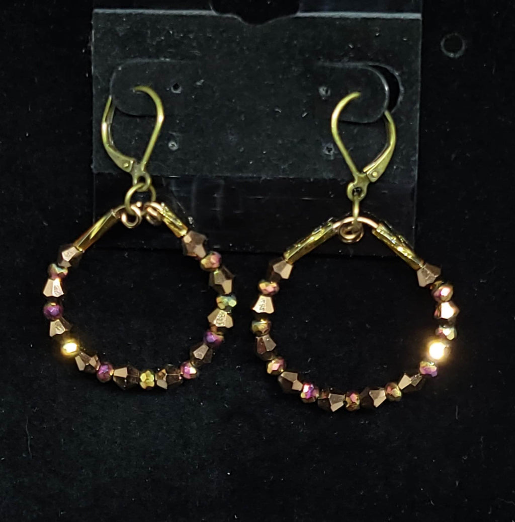 Bronze Color Beaded Hoops