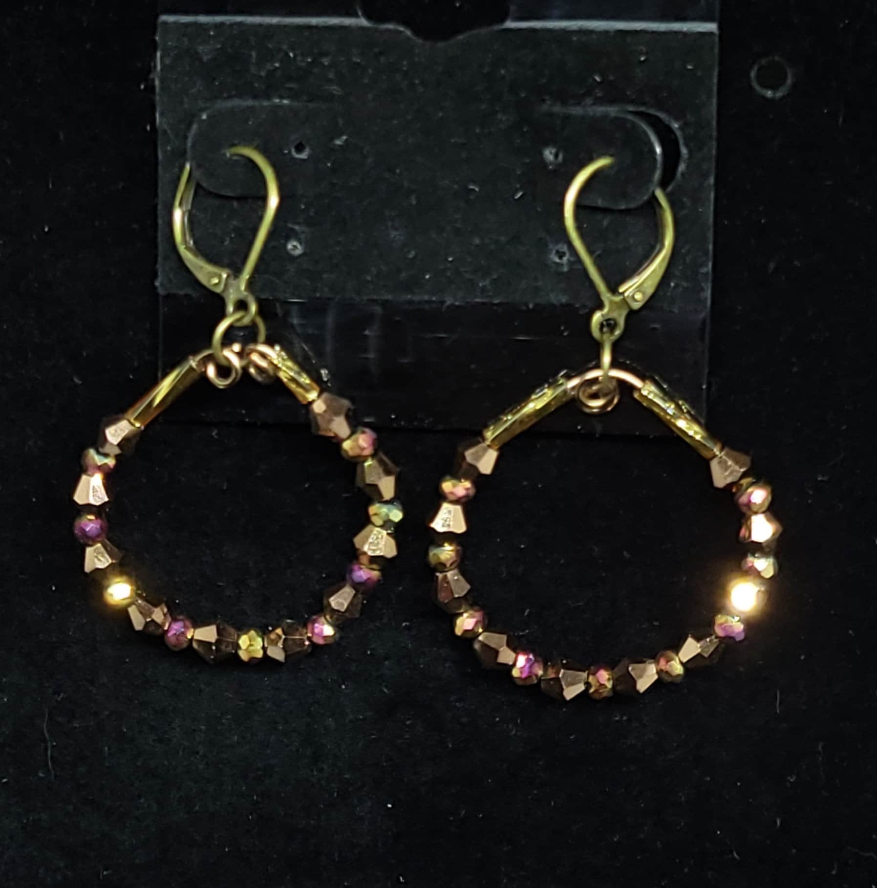 Bronze Color Beaded Hoops
