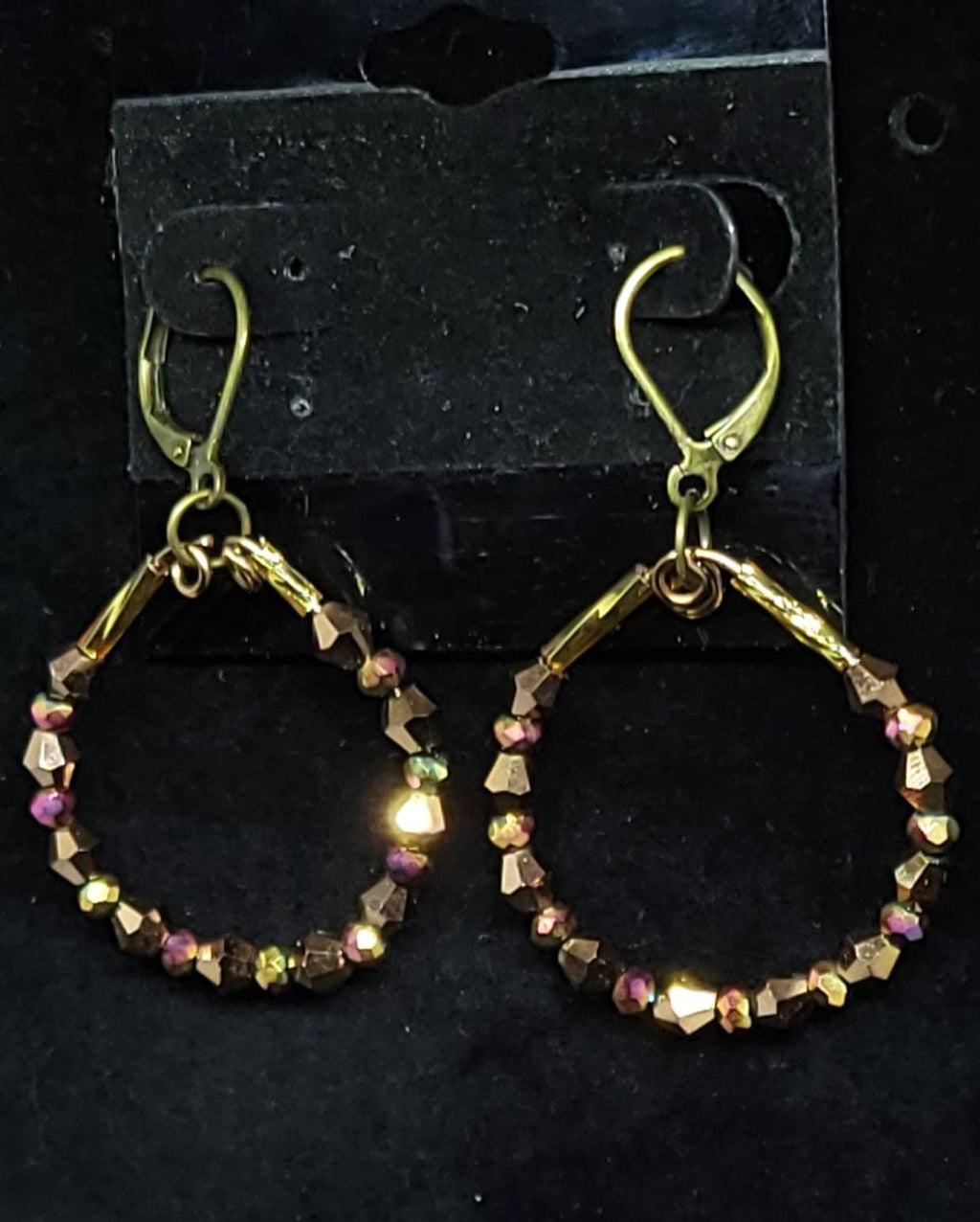 Bronze Color Beaded Hoops